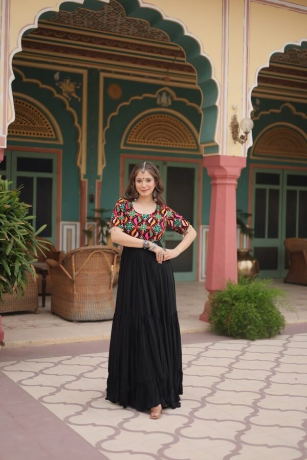 Black Rayon Gown with Gamthi Kodi Work – My Fashion - Image 15