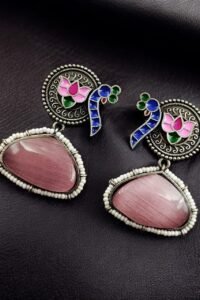 Hand Painted Peacock Earrings