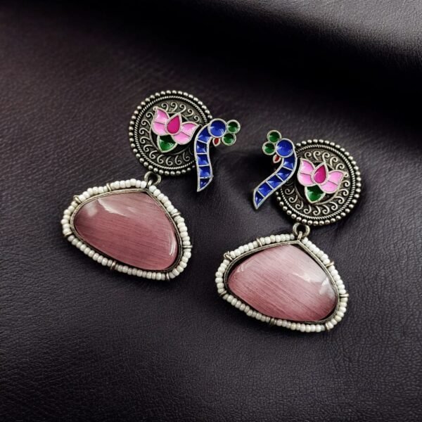 Handprinted-Peacock-Earrings-3.jpeg Hand Painted Peacock Earrings