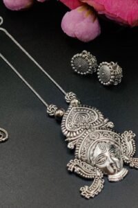 Oxidised Chain Necklace with Jhumka Earrings