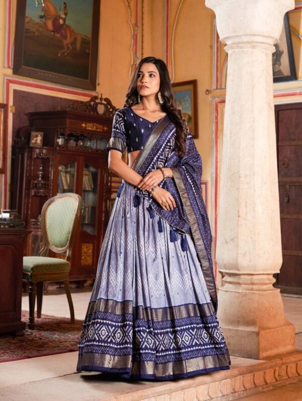 Tussar Silk Patola Print Lehenga Choli Set