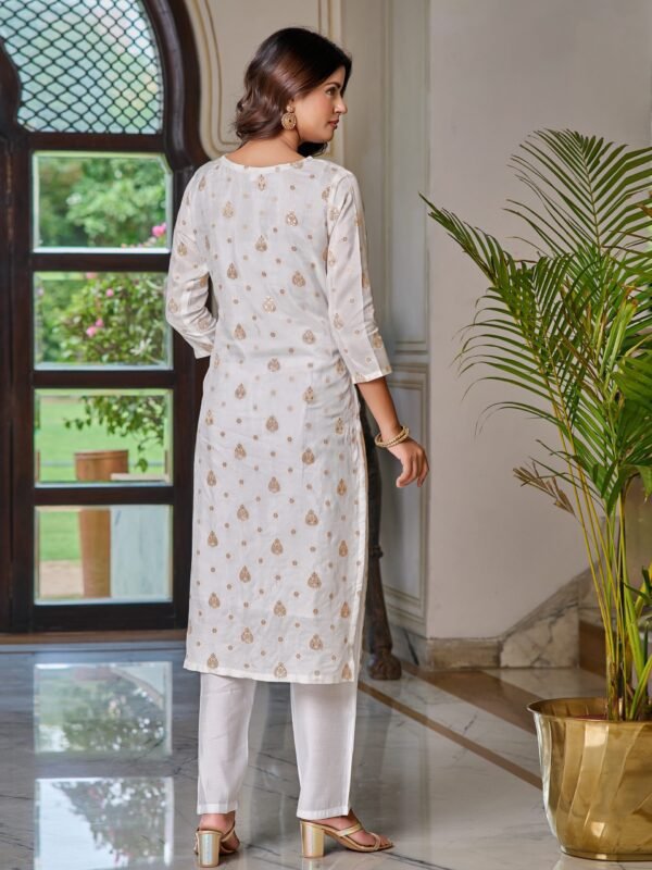 Women’s Embroidered Jaquard Kurti Set With Pant & Dupatta| Festive Ethnic Wear | My Fashion - Image 9