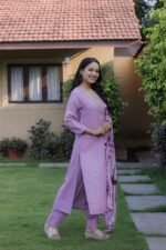 Women’s Slub Magic Embroidered Kurta Set with Pant & Dupatta| Festive Ethnic Wear | My Fashion - Image 9