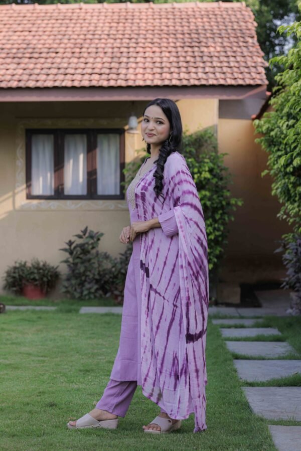 Women’s Slub Magic Embroidered Kurta Set with Pant & Dupatta| Festive Ethnic Wear | My Fashion - Image 8