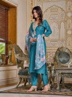Women’s Embroidered Viscose Rayon Kurta Set With Pant & Digital Print Dupatta | My Fashion - Image 3