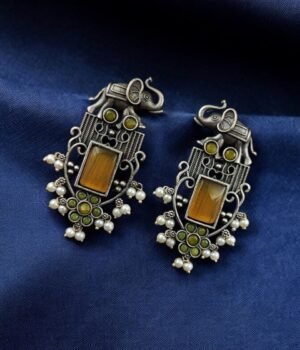 Antique Silver Plated Elephant Design Earrings 1.jpg