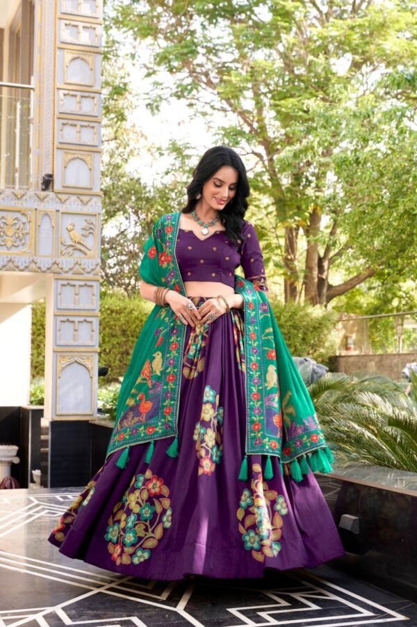 Tussar Silk Lehenga Choli for Women – Printed Foil Work My Fashion 12.jpg