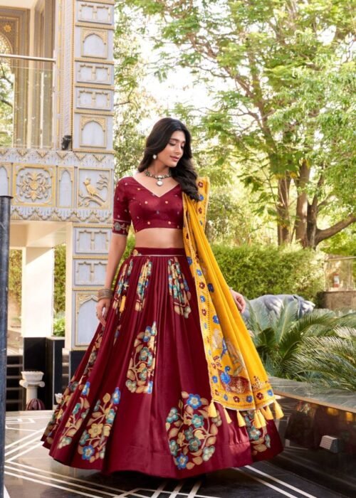 Tussar Silk Lehenga Choli for Women – Printed Foil Work My Fashion 19.jpg
